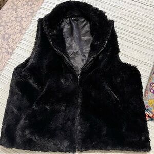 Black Faux Fur Vest